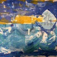 Papierschiff in the ocean